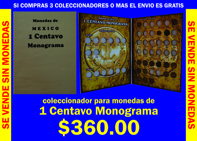 coleccionador para monedas de la serie  1 CENTAVO MONOGRAMA.  Con micas deslizables para protección de la moneda