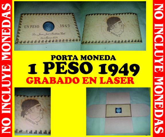 PORTA MONEDA PARA EL PESO DE 49 EN IMITACION PIEL GRABADO EN LASER