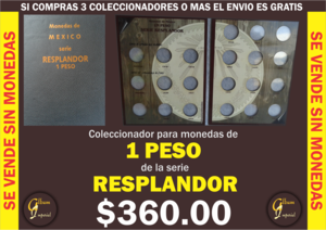 COLECCIONADOR PARA MONEDAS DE 1 PESO RESPLANDOR