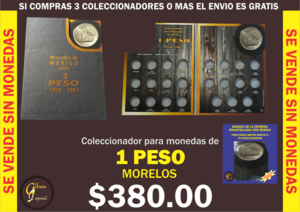 COLECCIONADOR PARA MONEDAS DE 1 PESO MORELOS